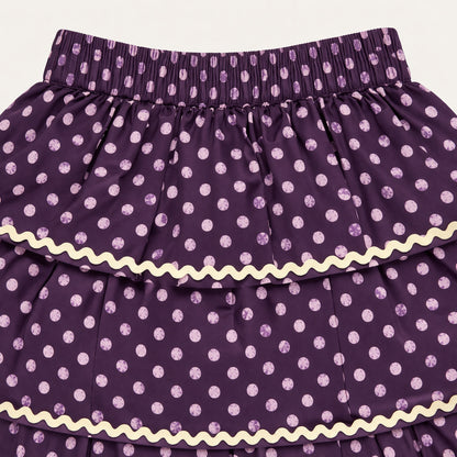 The Magic Wand Cotton Woven Sleeveless Floral Printed Waistcoat Top And Tiered Skirt Set - Purple
