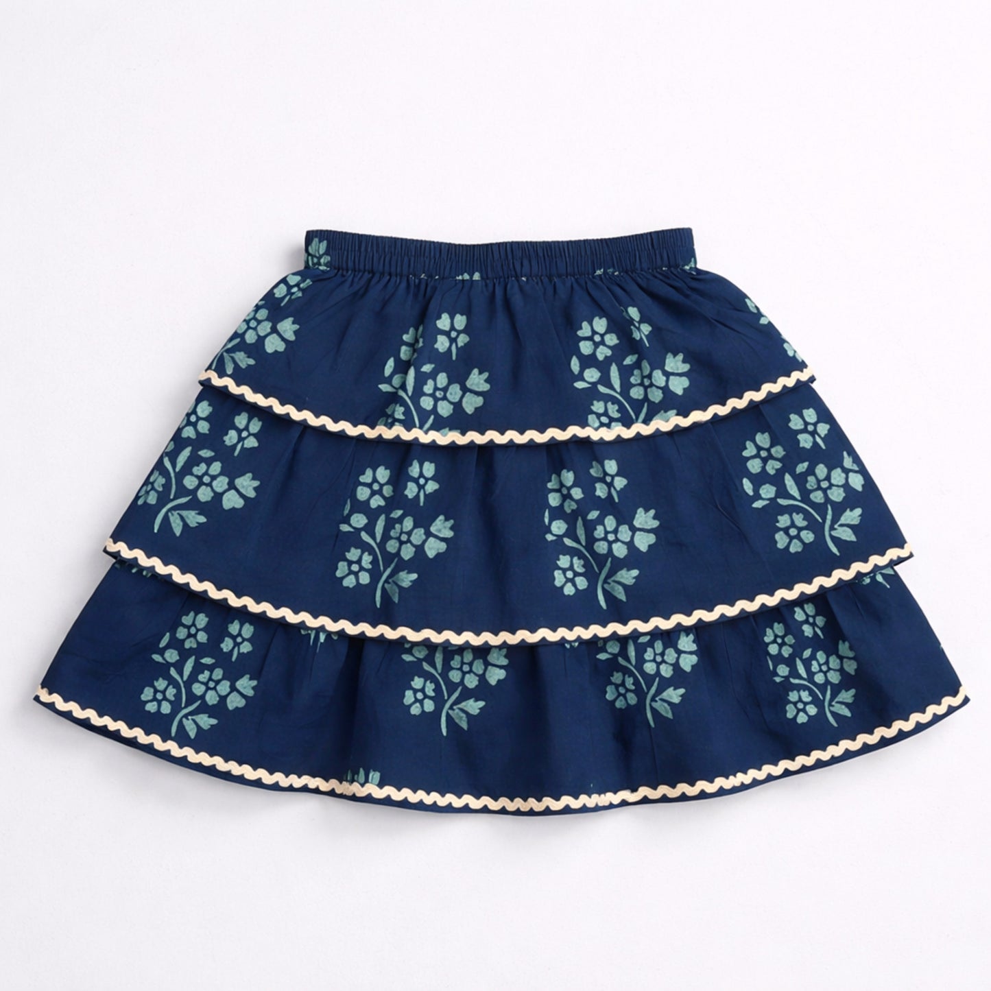 The Magic Wand Cotton Woven Sleeveless Polka Dots Waistcoat Top And Tiered Skirt Set - Teal Blue
