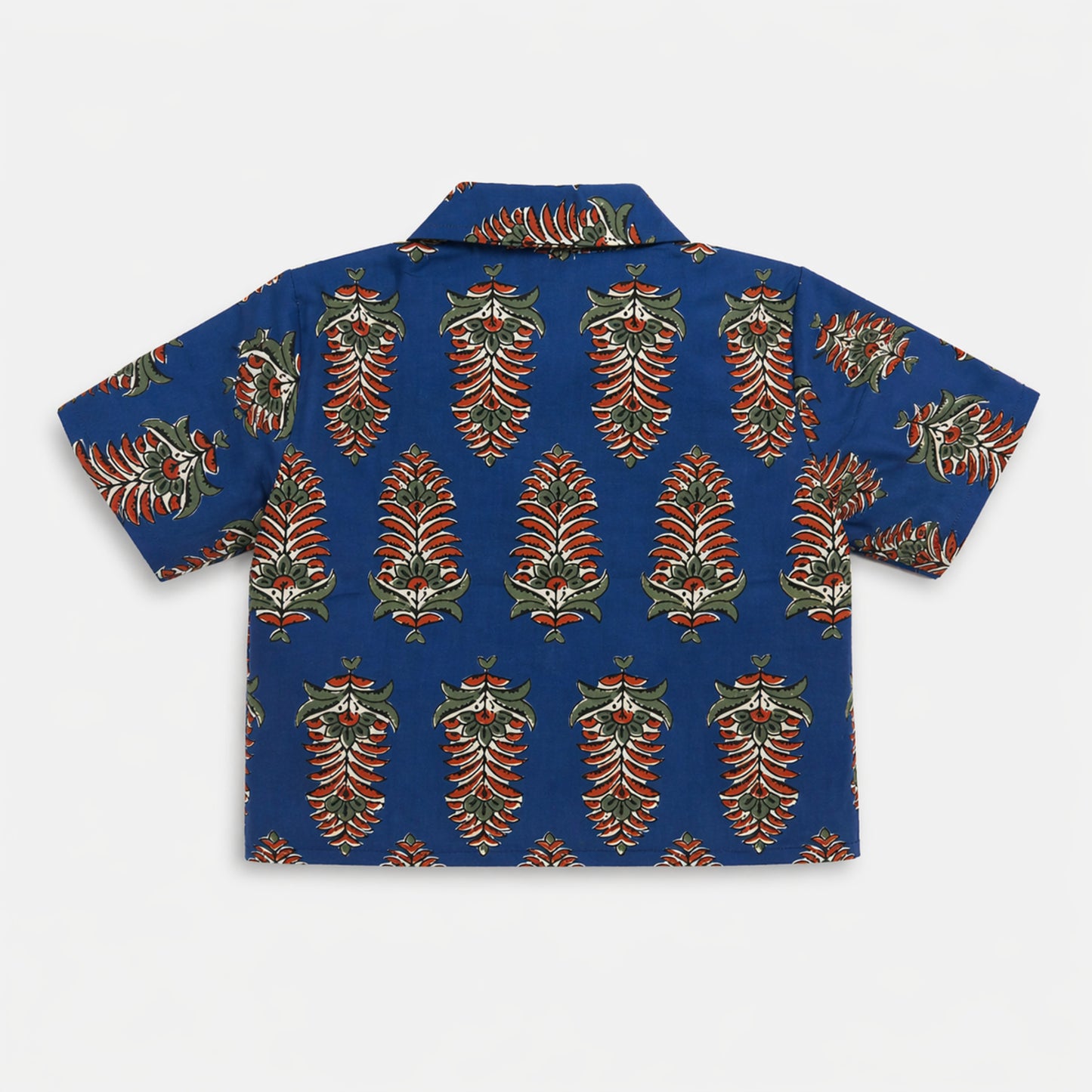 The Magic Wand Cambric Cotton Woven Half Sleeves Buta Printed Shirt And Pant Set - Royal Blue