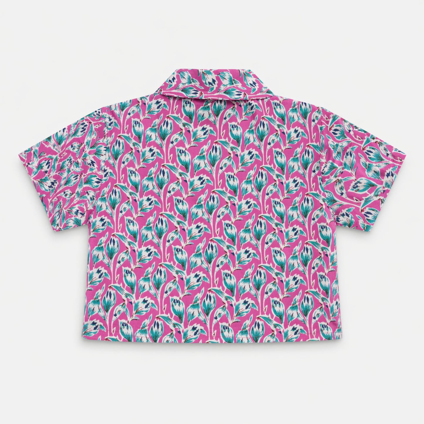 the magic wand cambric cotton woven half sleeves floral printed shirt and pant set -pink