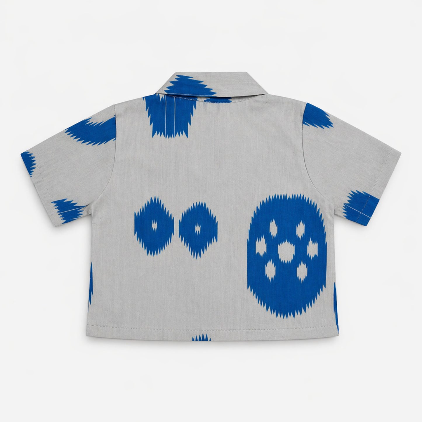 The Magic Wand Cambric Cotton Woven Half Sleeves Ikat Printed Shirt And Pant Set -Blue