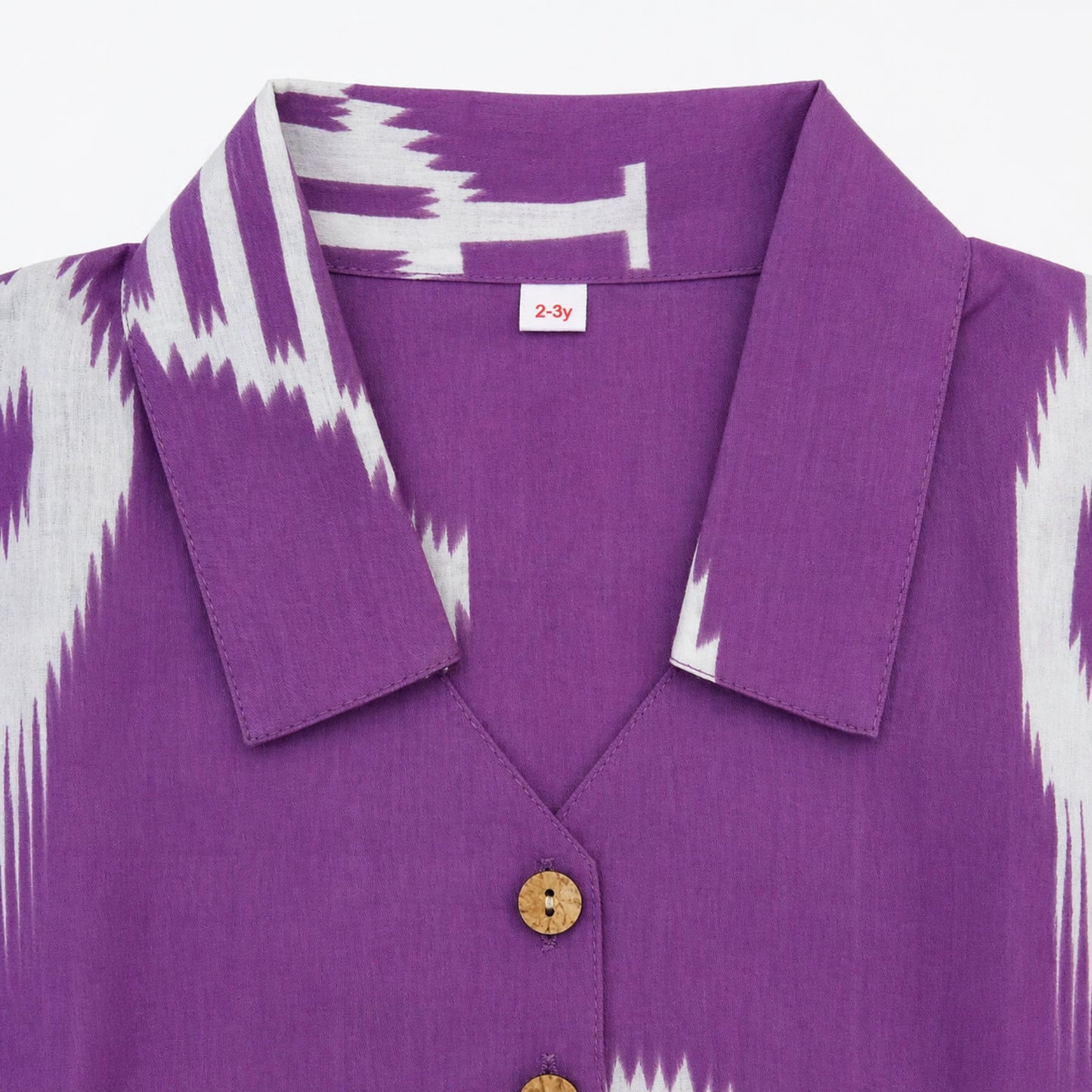 The Magic Wand Cambric Cotton Woven Half Sleeves Ikat Printed Boxy Crop Shirt And Pant Set - Purple