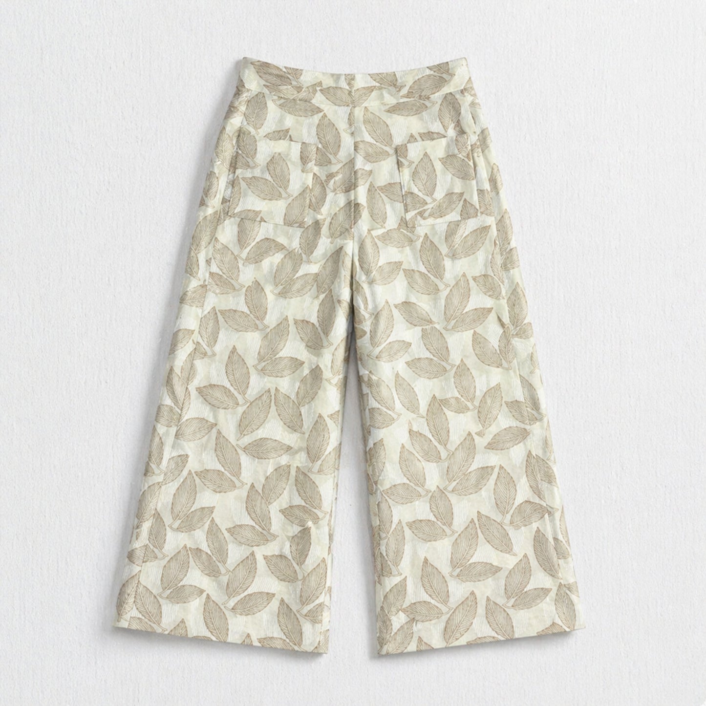 The Magic Wand Cambric Cotton Woven Ruffle Sleeves Zig Zag Printed Shirt And Floral Pant Set - Off White