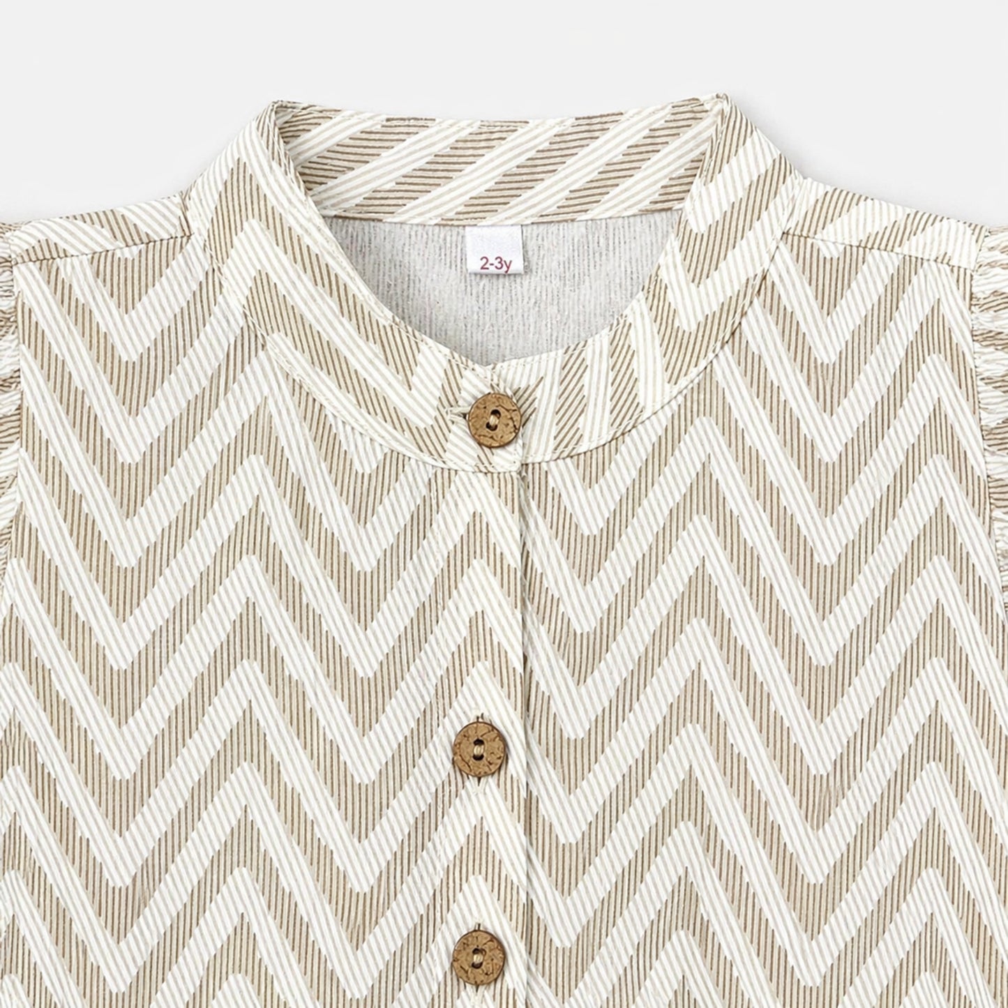 The Magic Wand Cambric Cotton Woven Ruffle Sleeves Zig Zag Printed Shirt And Floral Pant Set - Off White
