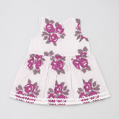The Magic Wand Cambric Cotton Woven Sleeveless Floral Printed Kurta And Afghani Pant Set - Purple