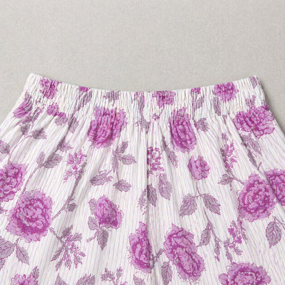 The Magic Wand Cambric Cotton Woven Sleeveless Floral Printed Kurta And Afghani Pant Set - Purple