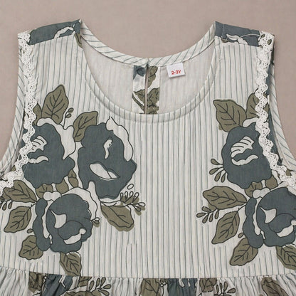 The Magic Wand Cambric Cotton Woven Sleeveless Floral Printed Kurta And Afghani Pant Set - Grey