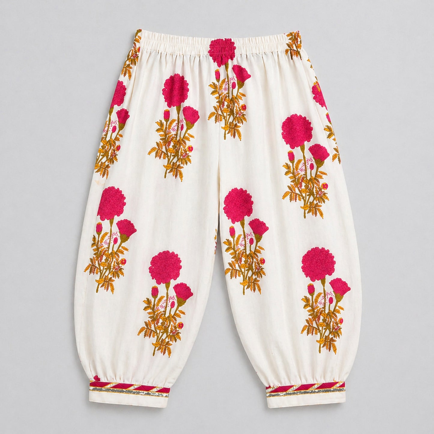 The Magic Wand Cambric Cotton Woven Sleeveless Floral Printed Kurta And Afghani Pant Set - Fuchsia