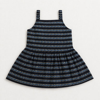 The Magic Wand Cotton Woven Strappy Stripes Printed Smocking Top And Pant Set - Black