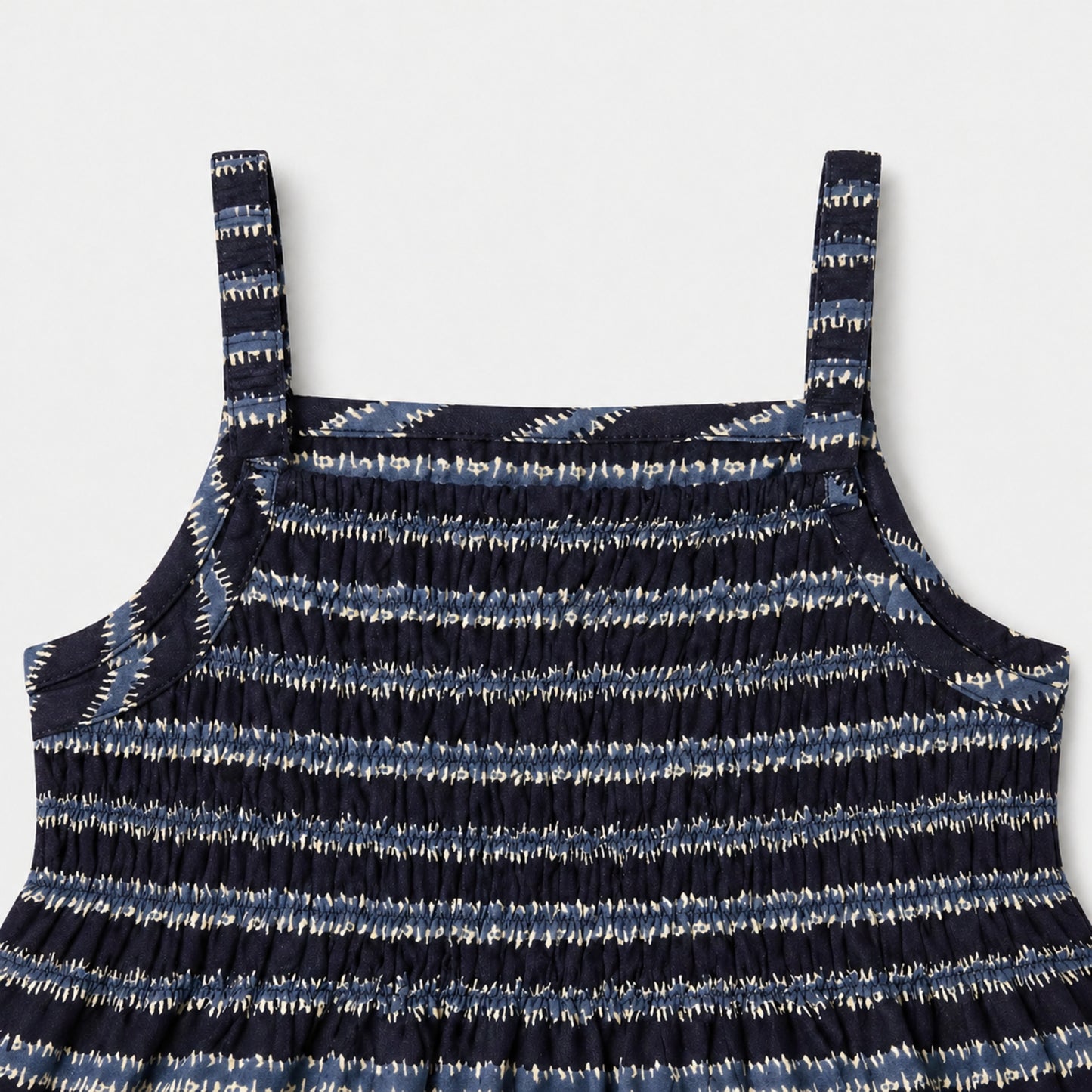 The Magic Wand Cotton Woven Strappy Stripes Printed Smocking Top And Pant Set - Black
