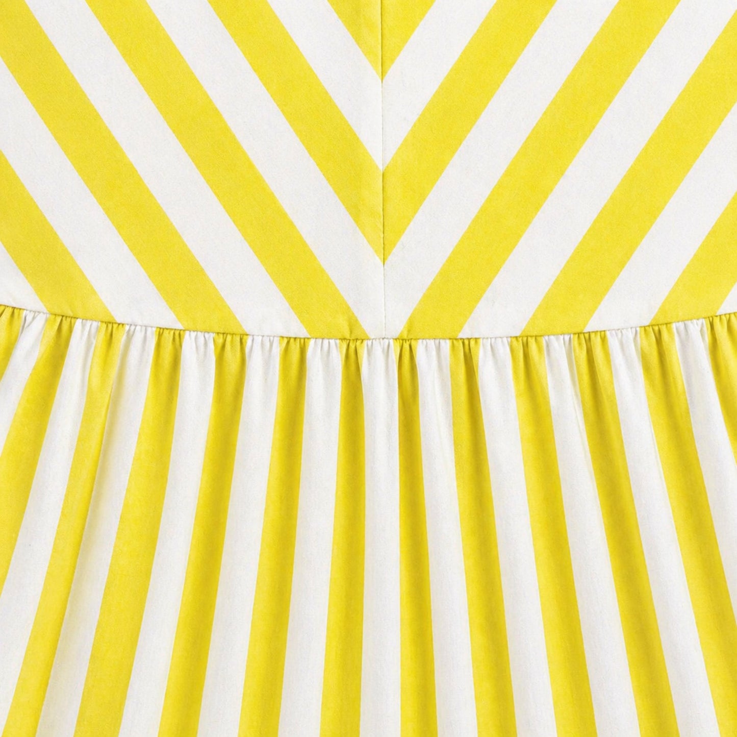 The Magic Wand Cotton Woven Sleeveless Stripe Printed A-Line Dress - Yellow
