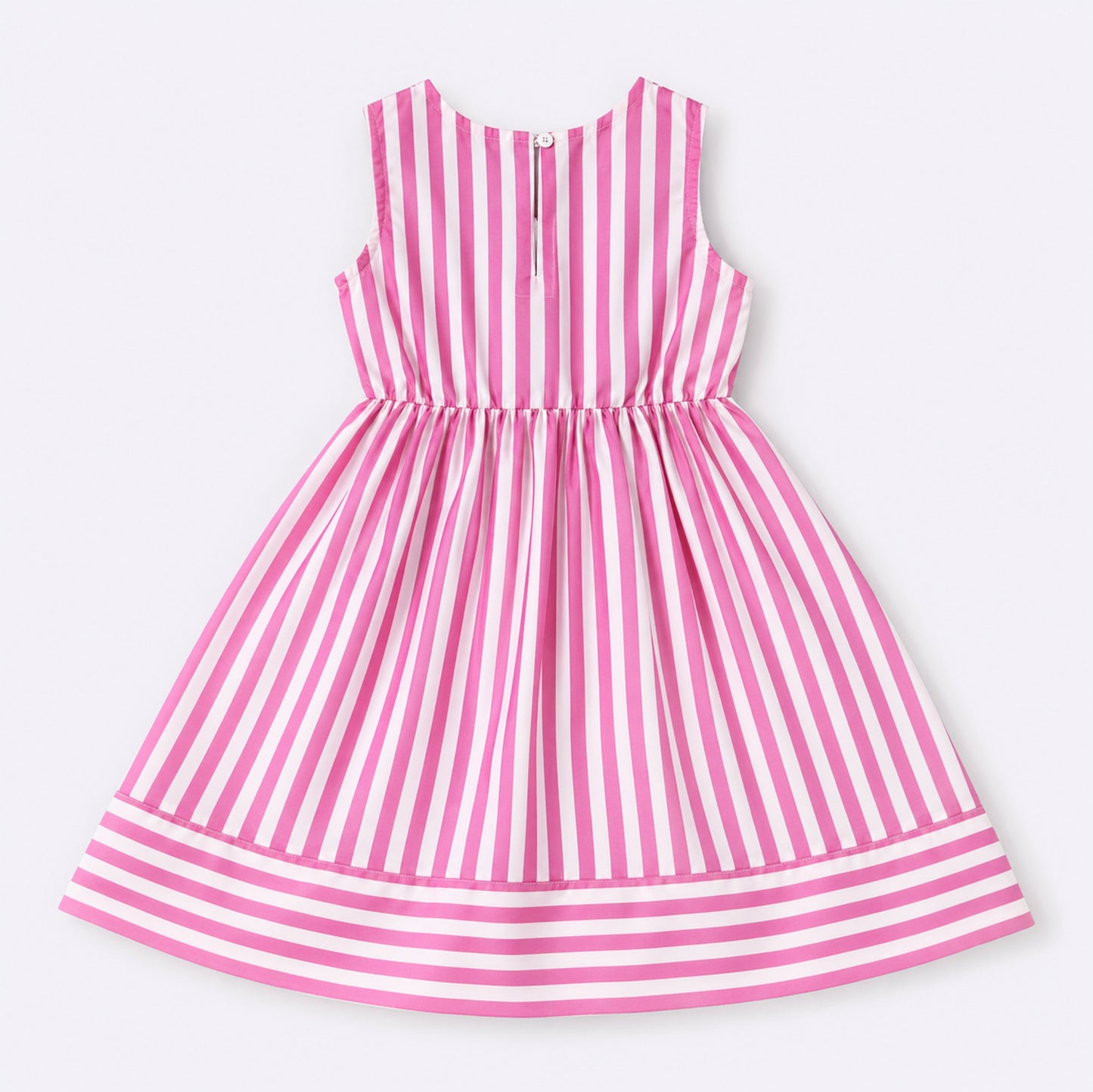 The Magic Wand Cotton Woven Sleeveless Stripe Printed A-Line Dress - Pink