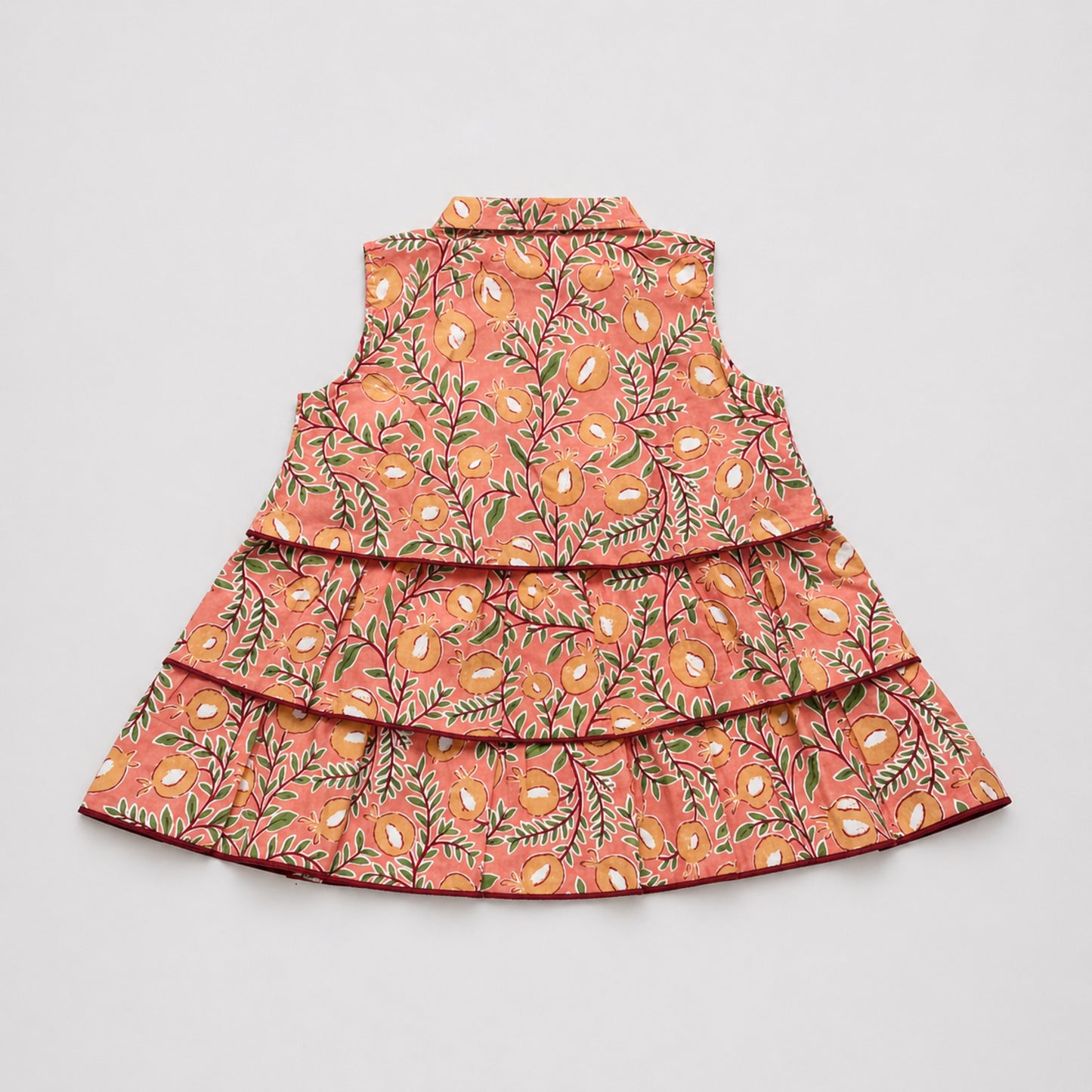 The Magic Wand Cotton Woven Sleeveless Floral Tiered Top And Shorts Set - Peach