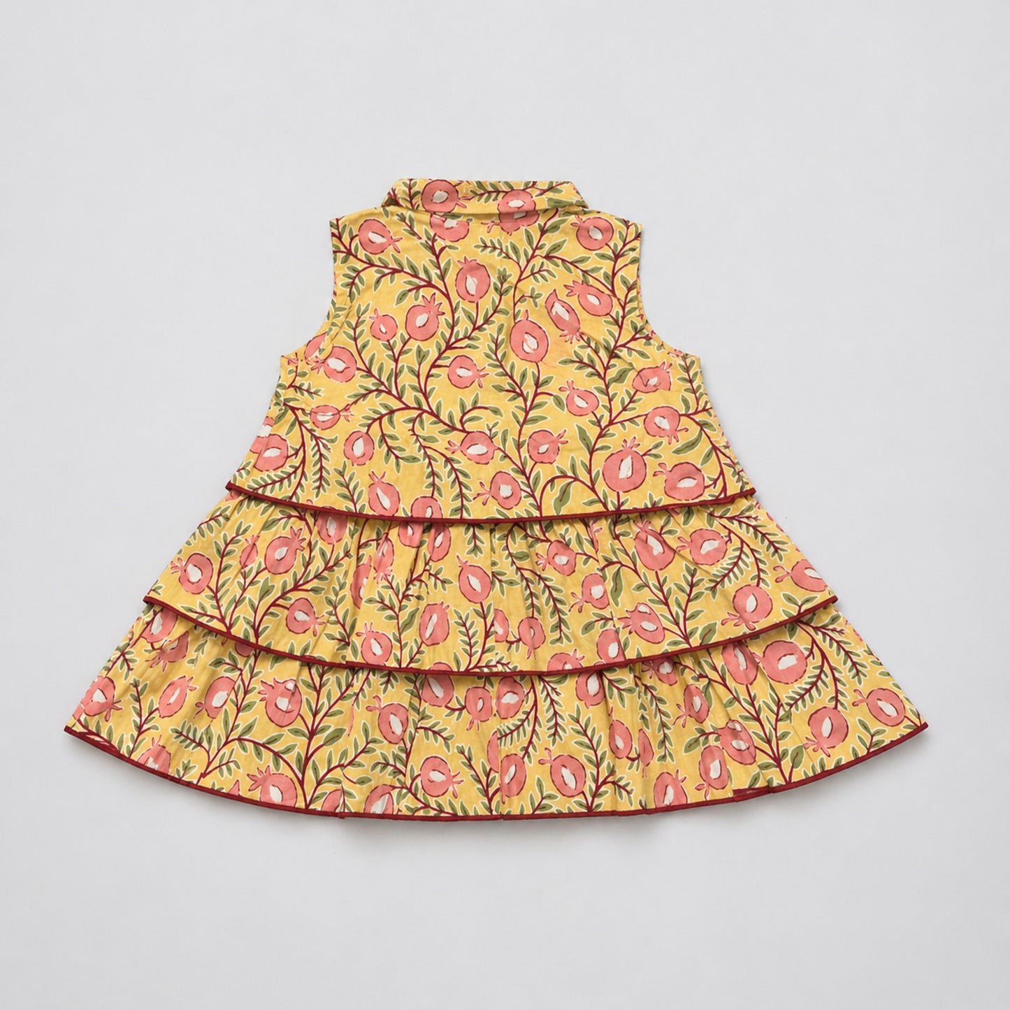 The Magic Wand Cotton Woven Sleeveless Floral Tiered Top And Shorts Set - Yellow