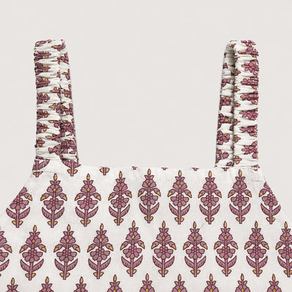 The Magic Wand Cotton Woven Strappy Buta Printed Top And Wrap Style Skirt Set - White