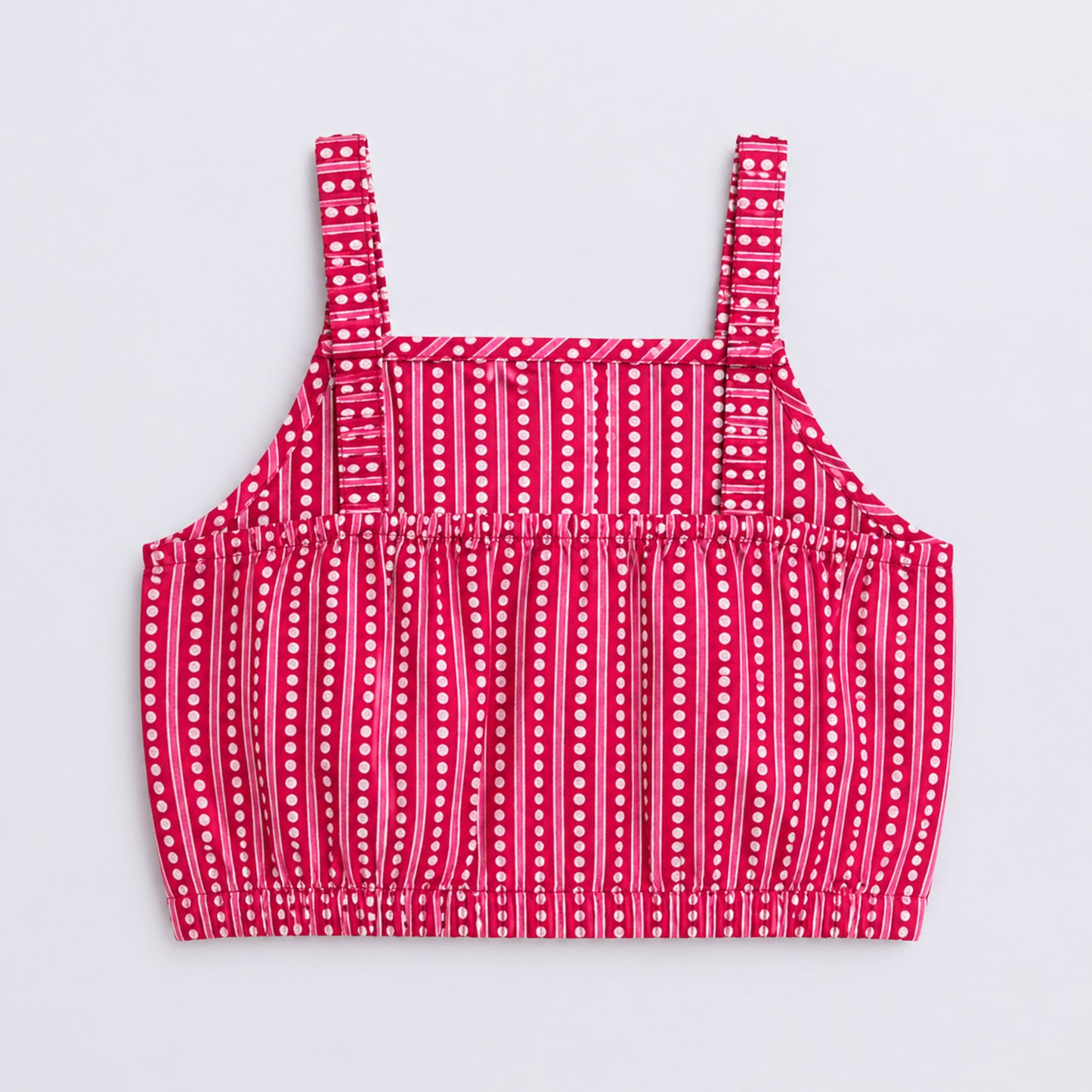 The Magic WandÿCotton Woven Strappy Badhani Printed Top & Skirt Co-ords - Fuchsia