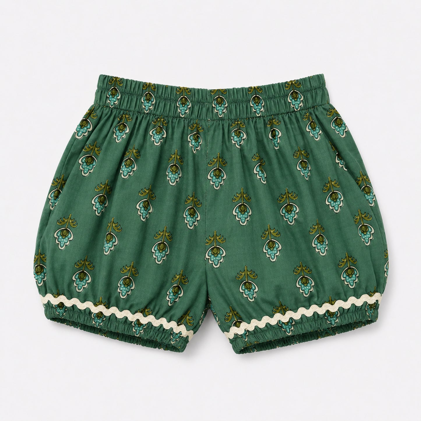 The Magic Wand Cotton Woven Sleeveless Tropical Floral Printed Laced Top And Shorts Loungewear Set-Olive Green