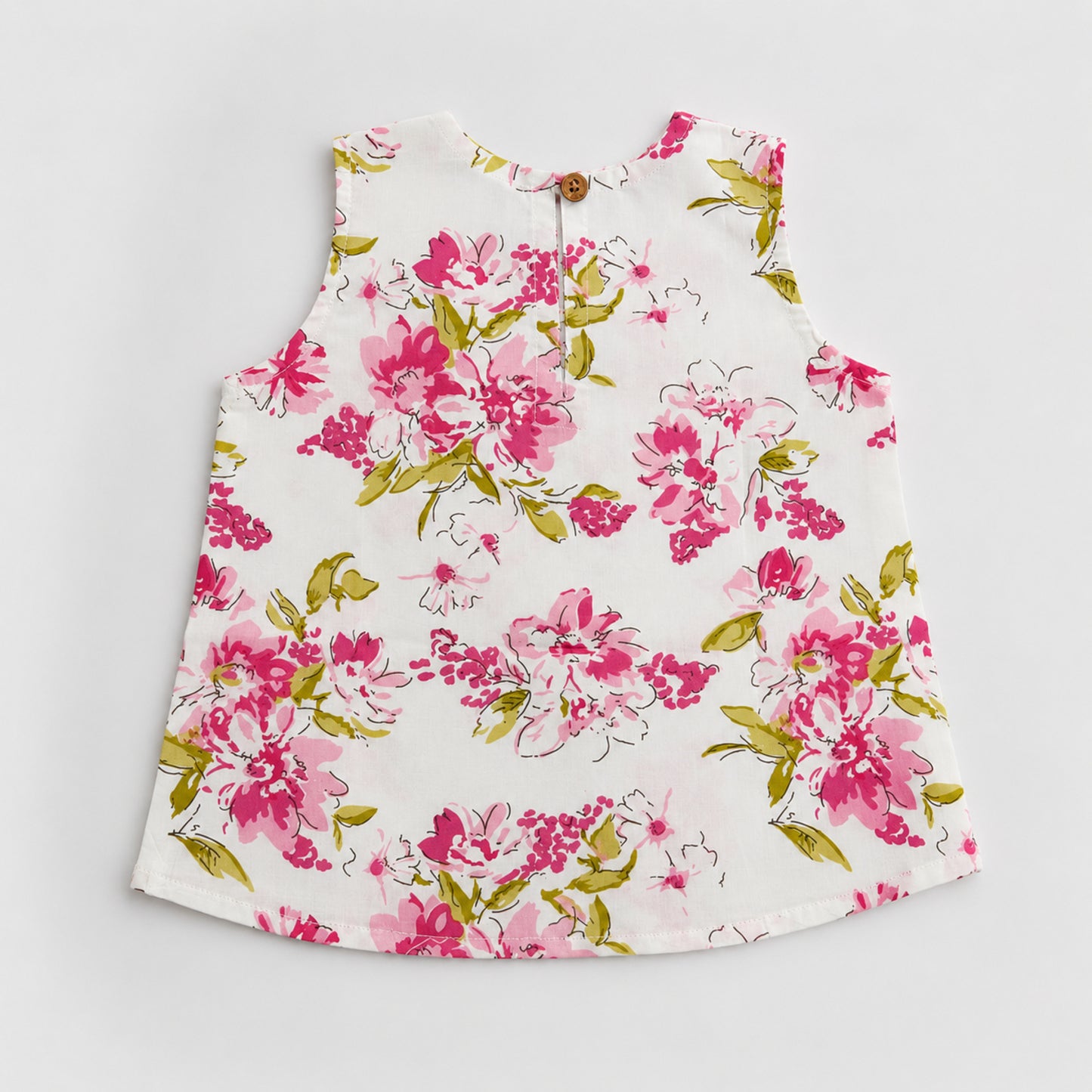 The Magic Wand Cotton Woven Sleeveless Blossom Floral Printed Laced Top And Stripe Shorts Loungewear Set- White