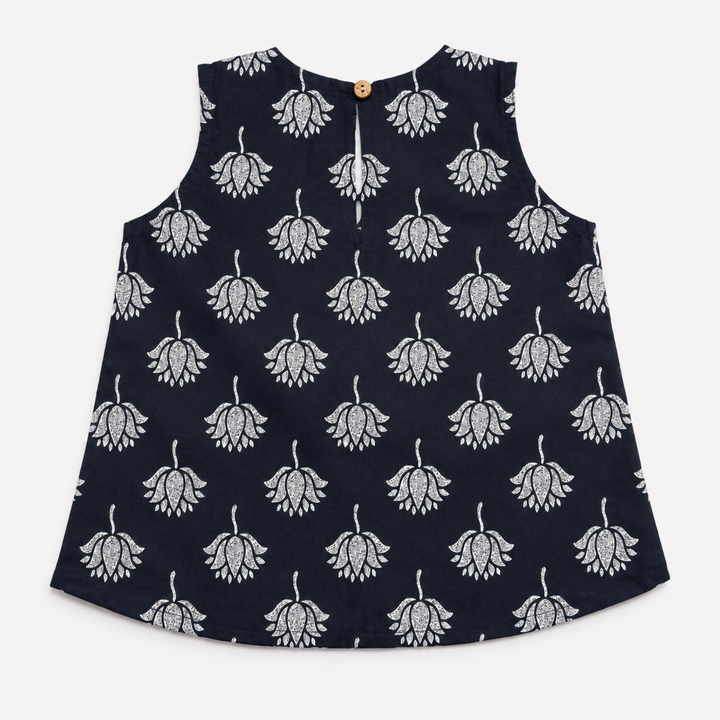The Magic Wand Cotton Woven Sleeveless Ethnic Motif Printed Laced Top And Shorts Loungewear Set-Black
