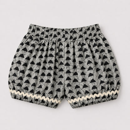 The Magic Wand Cotton Woven Sleeveless Ethnic Motif Printed Laced Top And Shorts Loungewear Set-Black