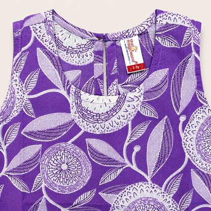 The Magic Wand Cotton Woven Sleeveless Floral Printed Laced Top And Shorts Loungewear Set-Lavendar