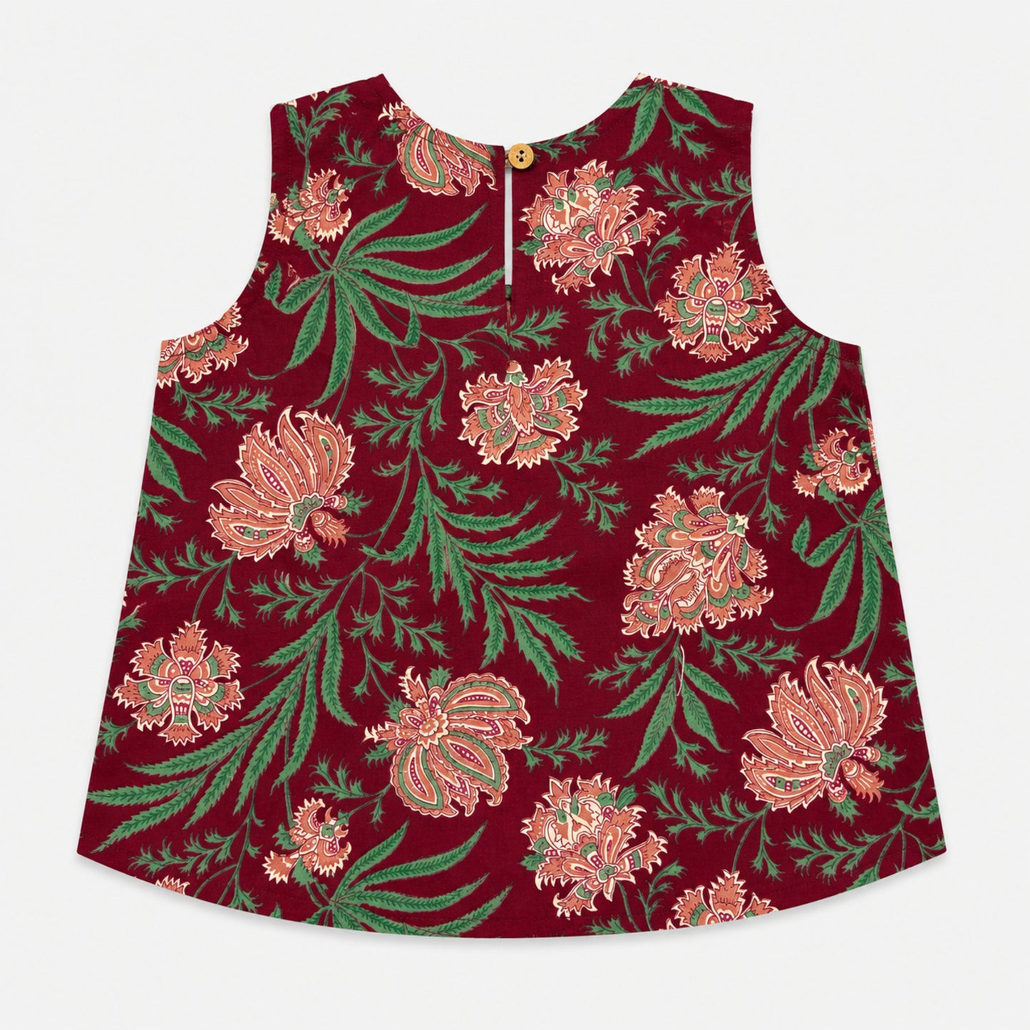 The Magic Wand Cotton Woven Sleeveless All Over Printed Laced Top And Shorts Loungewear Set-Maroon