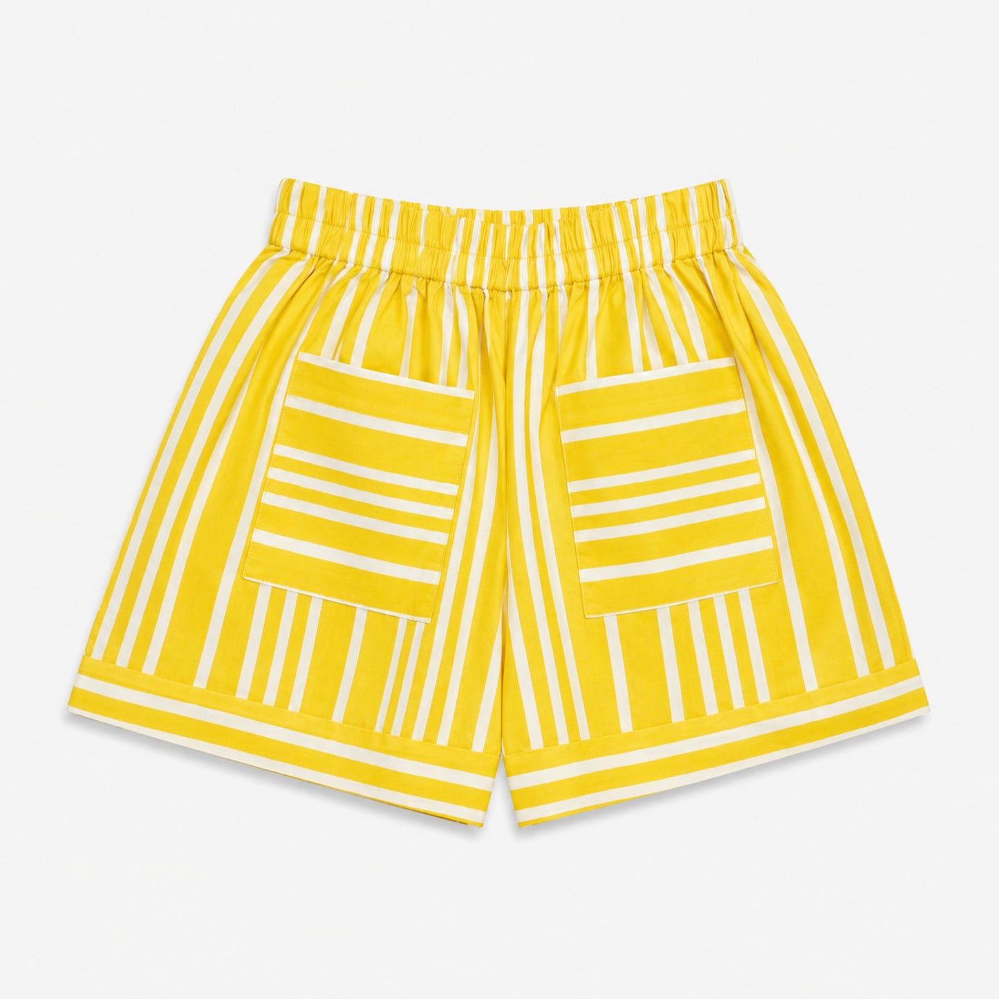 The Magic Wand Cotton Woven Sleeveless Floral Printed Collared Shirt And Stripes Shorts Set - Yellow