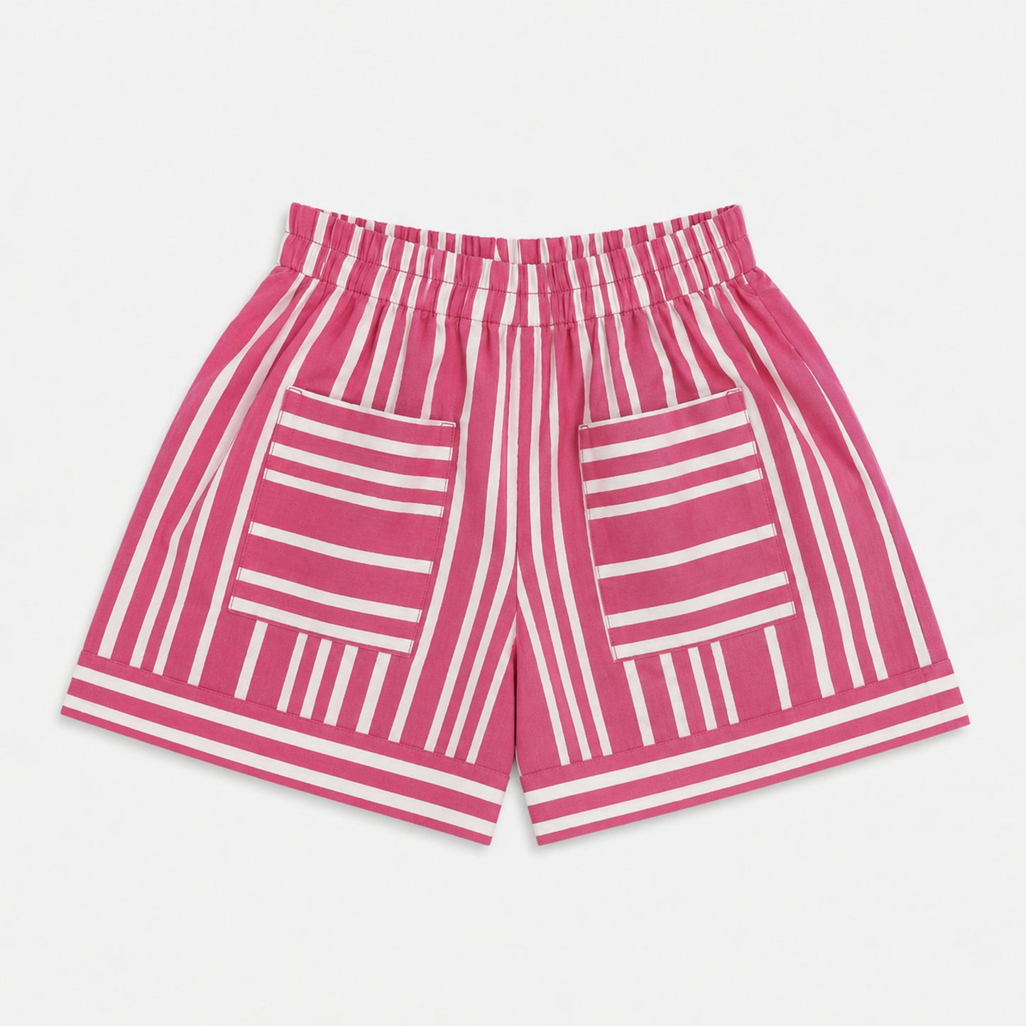 The Magic Wand Cotton Woven Sleeveless Floral Printed Collared Shirt And Stripes Shorts Set - Pink