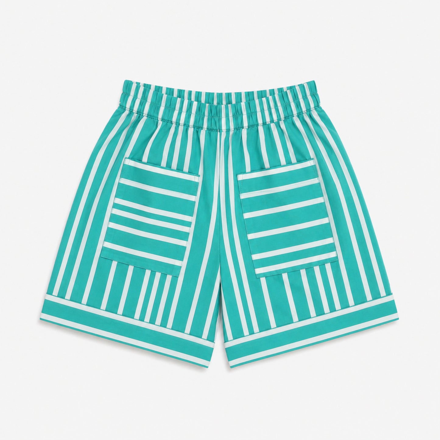 The Magic Wand Cotton Woven Sleeveless Floral Printed Collared Shirt And Stripes Shorts Set - Turquoise