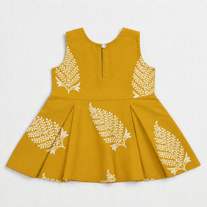 The Magic Wand Woven Sleeveless Floral Printed Ruffle Top And Palazzo Set - Yellow