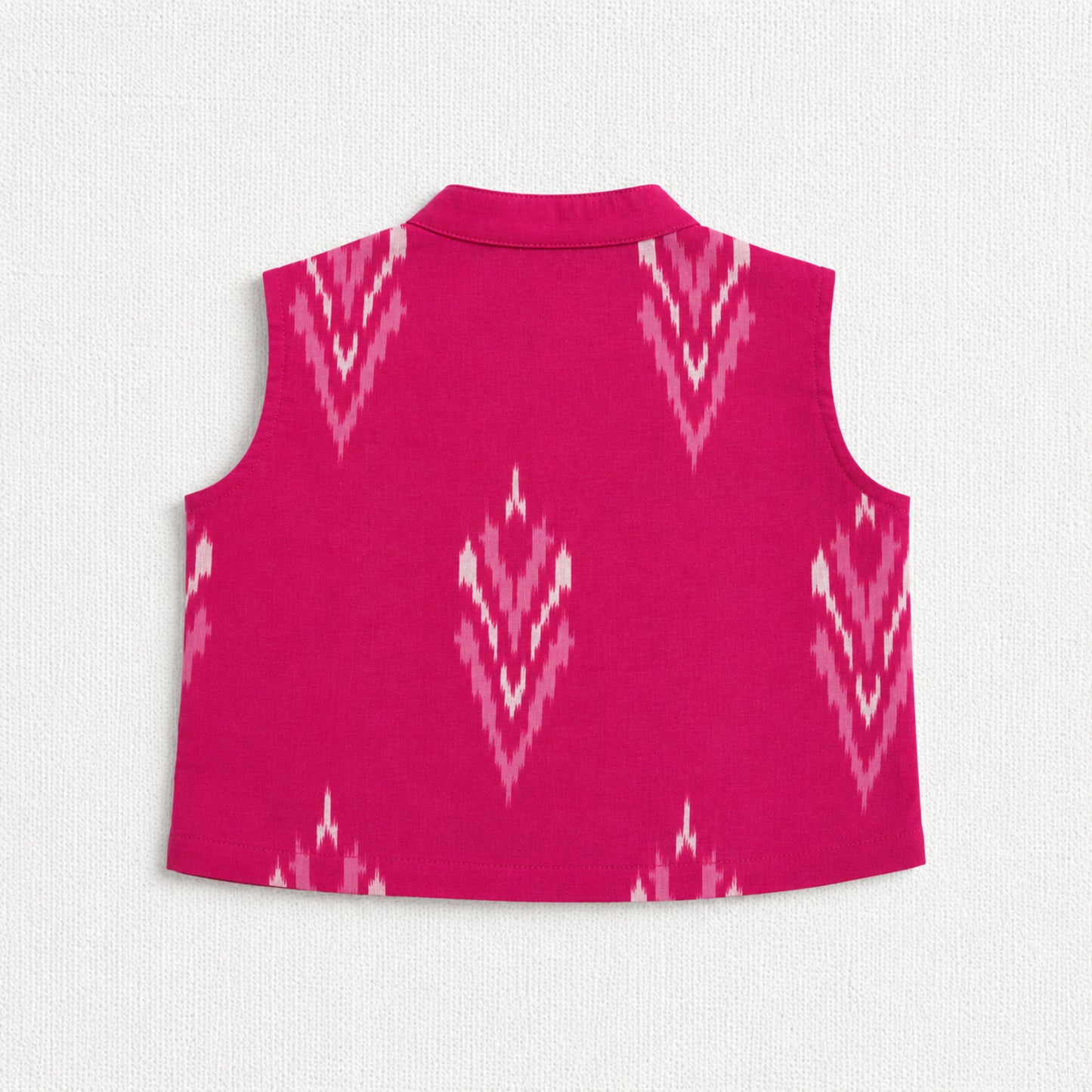 The Magic Wand Cotton Sleeveless Ikat Printed Top And Palazzo Set - Pink