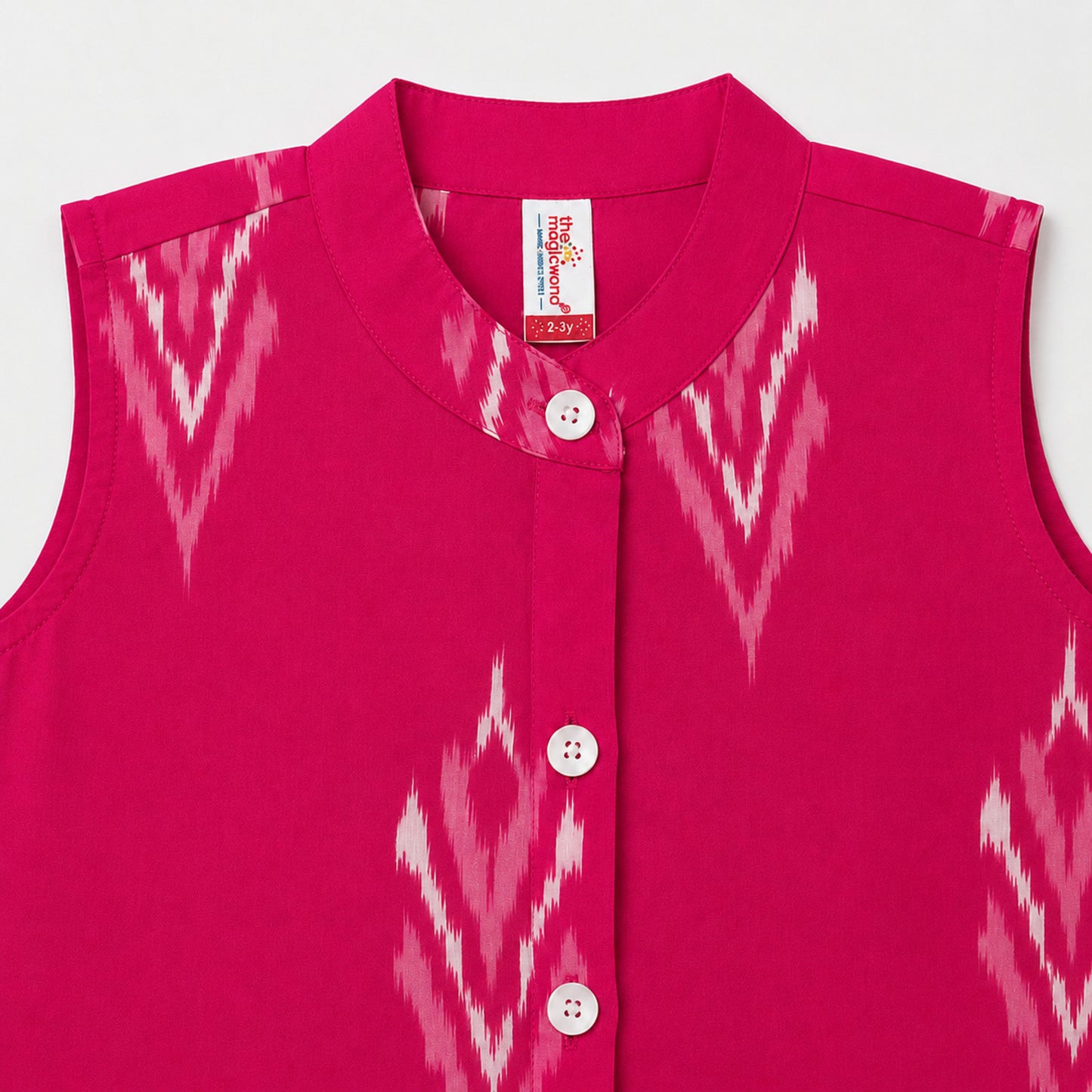 The Magic Wand Cotton Sleeveless Ikat Printed Top And Palazzo Set - Pink