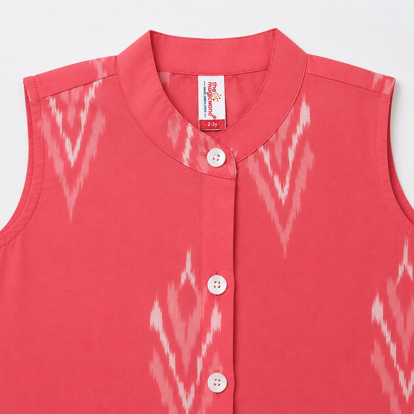 The Magic Wand Cotton Sleeveless Ikat Printed Top And Palazzo Set - Peach