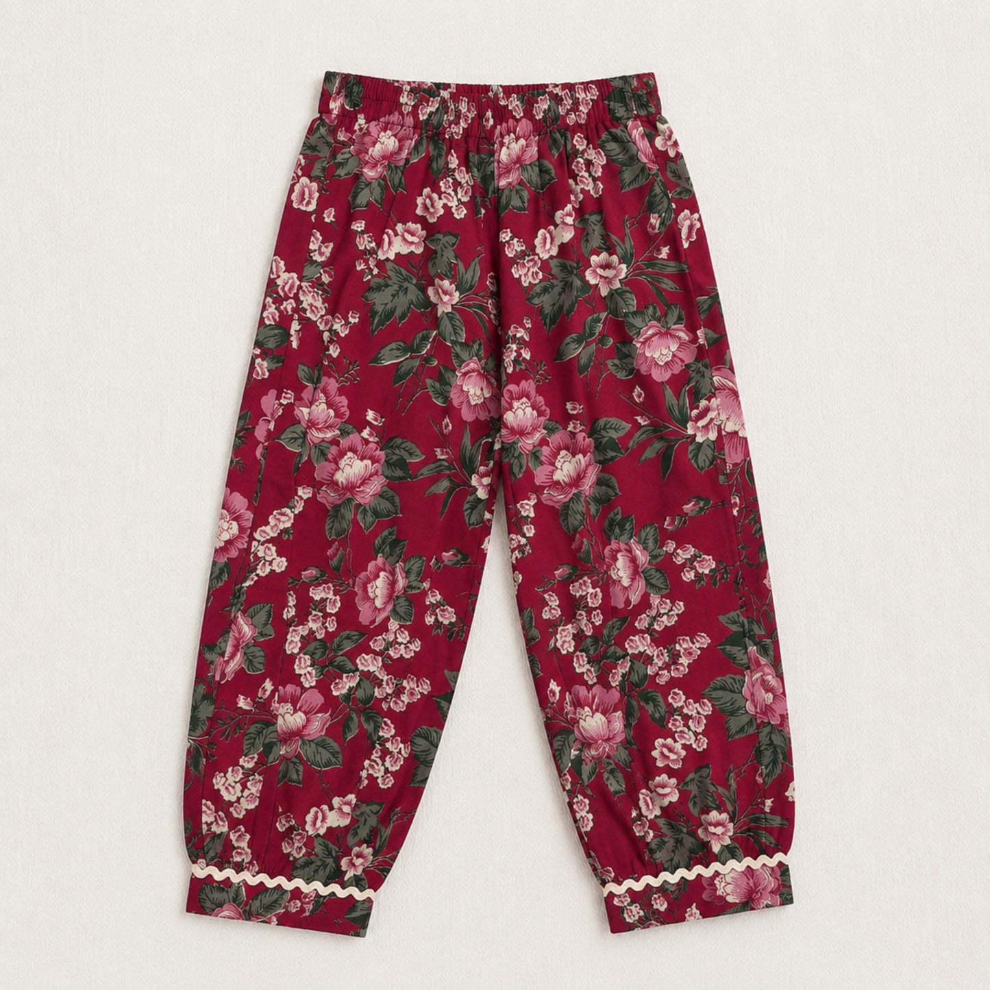 The Magic Wand Cambric Cotton Woven Sleeveless Floral Printed Laced Kurti And Afghani Pant Set - Magenta