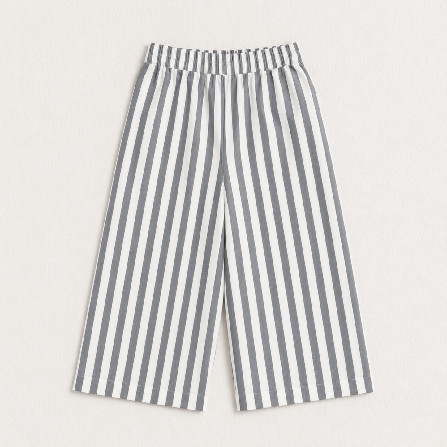 The Magic Wand Cotton Woven Sleeveless Striped Printed Overlap Waistcoat Top And Pant Co-Ord Set - Grey
