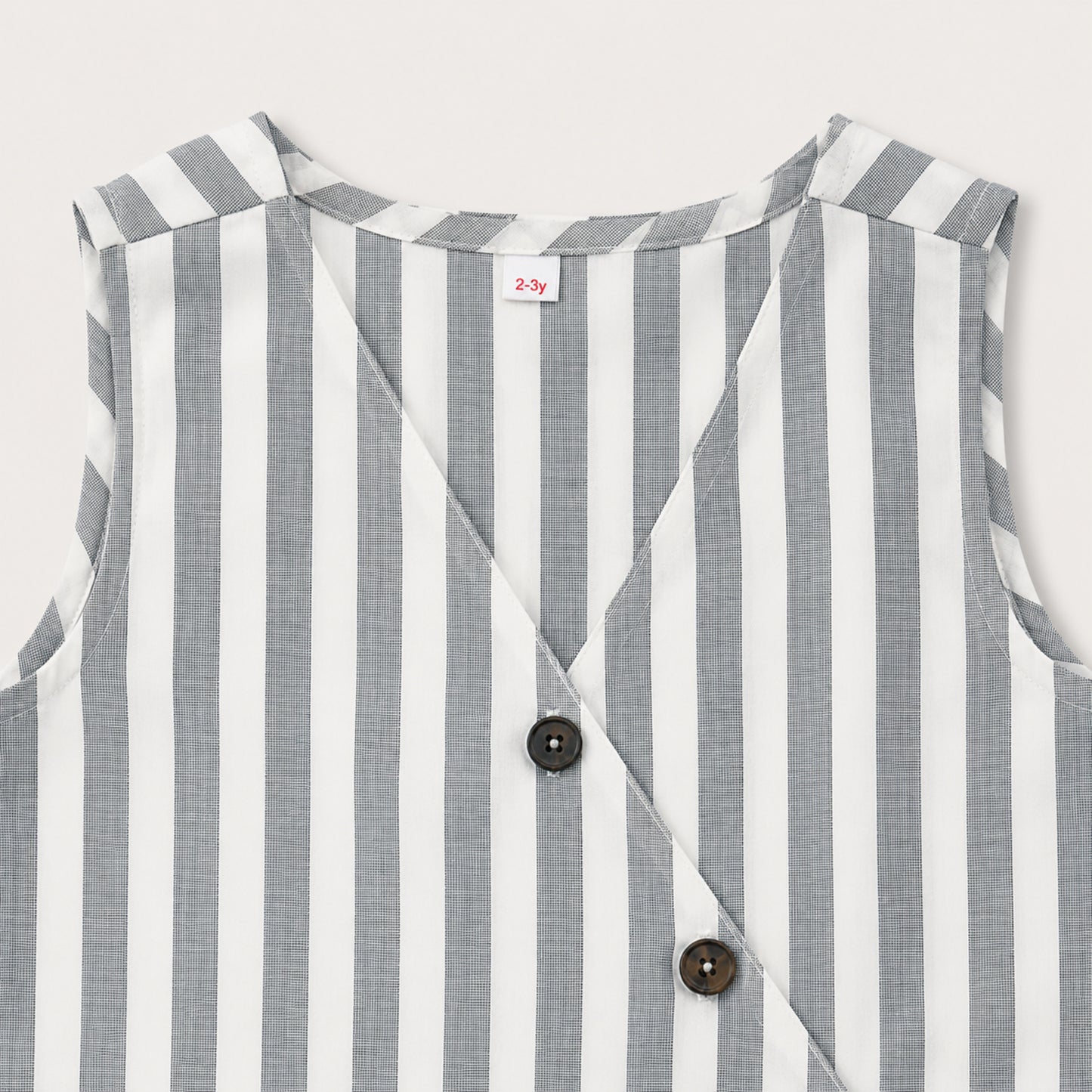 The Magic Wand Cotton Woven Sleeveless Striped Printed Overlap Waistcoat Top And Pant Co-Ord Set - Grey