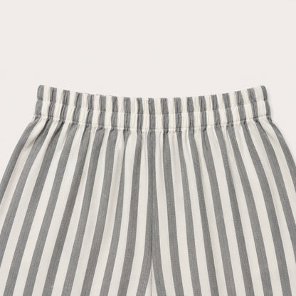 The Magic Wand Cotton Woven Sleeveless Striped Printed Overlap Waistcoat Top And Pant Co-Ord Set - Grey