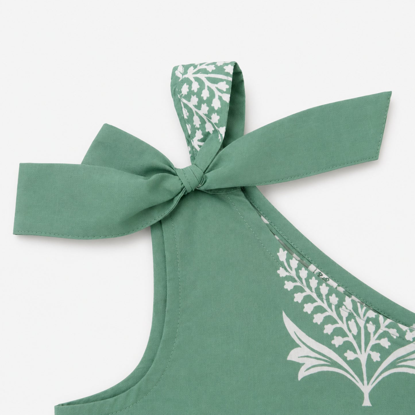 The Magic Wand Cambric Cotton Woven One Shoulder Buta Printed Top With Bow And Pant Set - Green