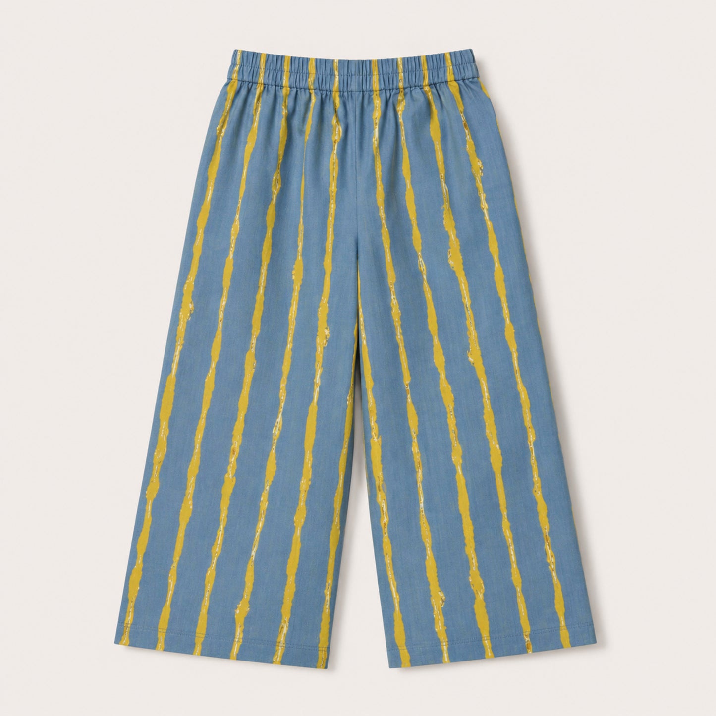 The Magic Wand Cotton Woven Ruffle Sleeves Striped Coordinating Top And Pant Set - Blue
