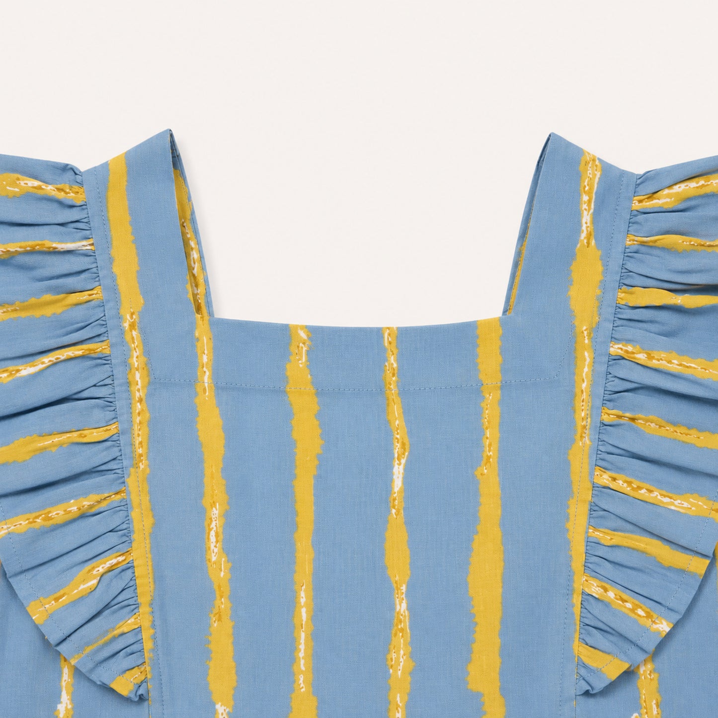 The Magic Wand Cotton Woven Ruffle Sleeves Striped Coordinating Top And Pant Set - Blue