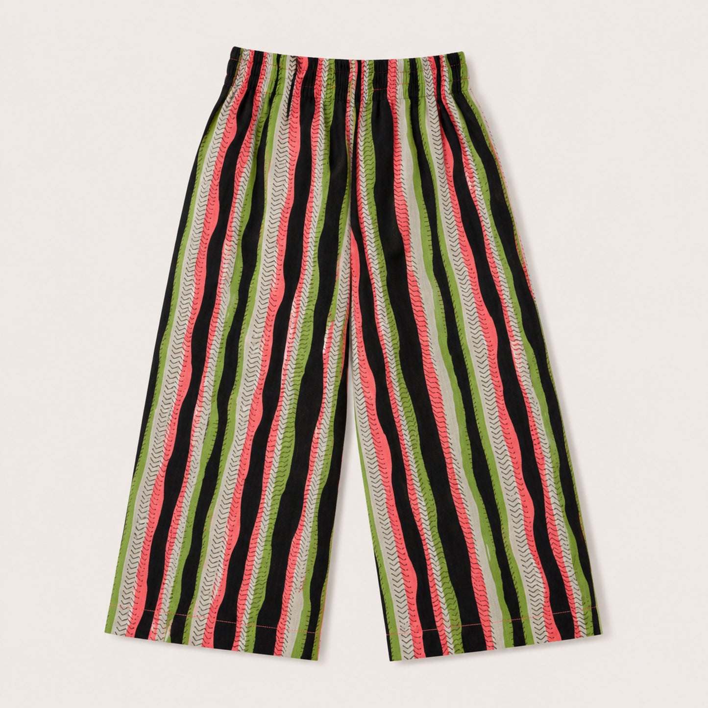 The Magic Wand Cotton Woven Ruffle Sleeves Striped Coordinating Top And Pant Set - Multi Color