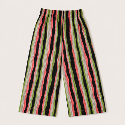 The Magic Wand Cotton Woven Ruffle Sleeves Striped Coordinating Top And Pant Set - Multi Color