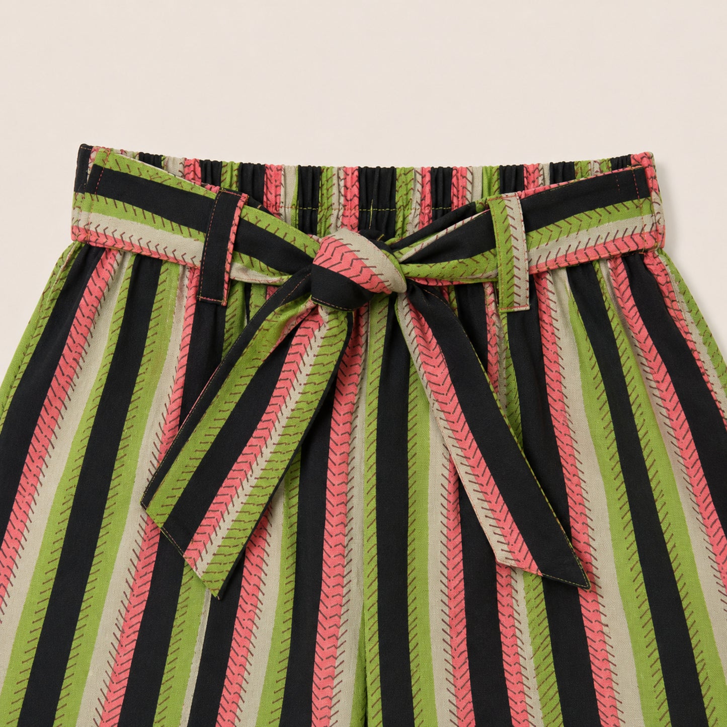 The Magic Wand Cotton Woven Ruffle Sleeves Striped Coordinating Top And Pant Set - Multi Color