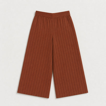 The Magic Wand  Woven Sleeveless Textured Stripe Waistcoat Top And Pant Set - Brown