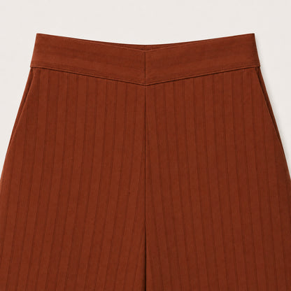 The Magic Wand  Woven Sleeveless Textured Stripe Waistcoat Top And Pant Set - Brown