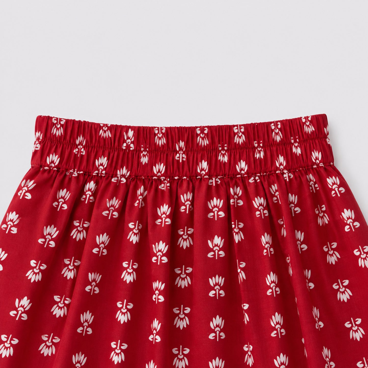 The Magic Wand Cotton Woven Ruffle Sleeves Floral Printed Laced Peplum Top And Skirt Set - Red