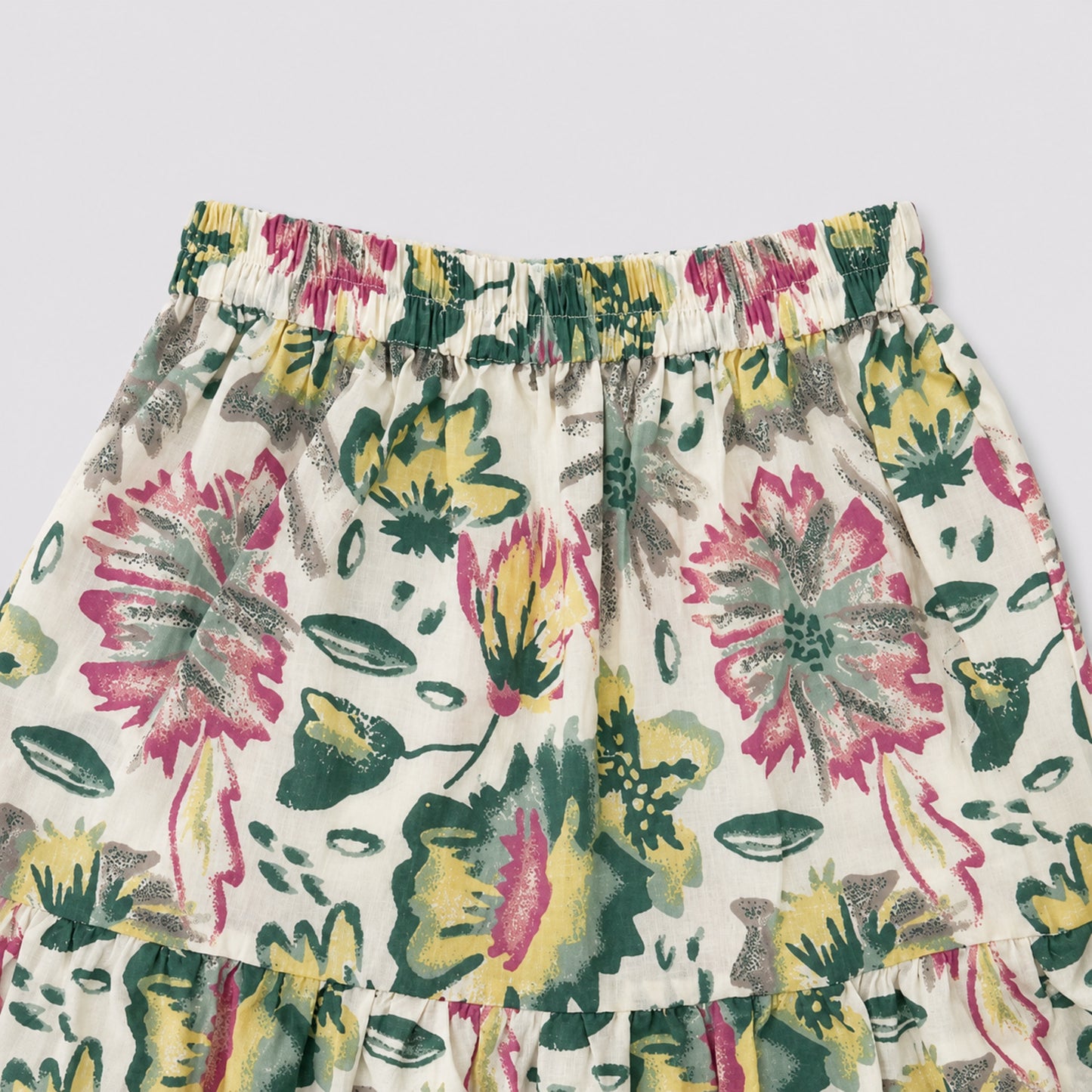 The Magic Wand Cotton Woven Ruffle Sleeves Floral Printed Laced Peplum Top And Skirt Set - Multi Color