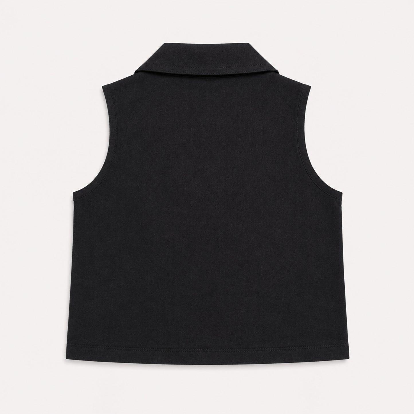 The Magic Wand Cotton Woven Sleeveless Solid Waistcoat Top And Pant Set - Black