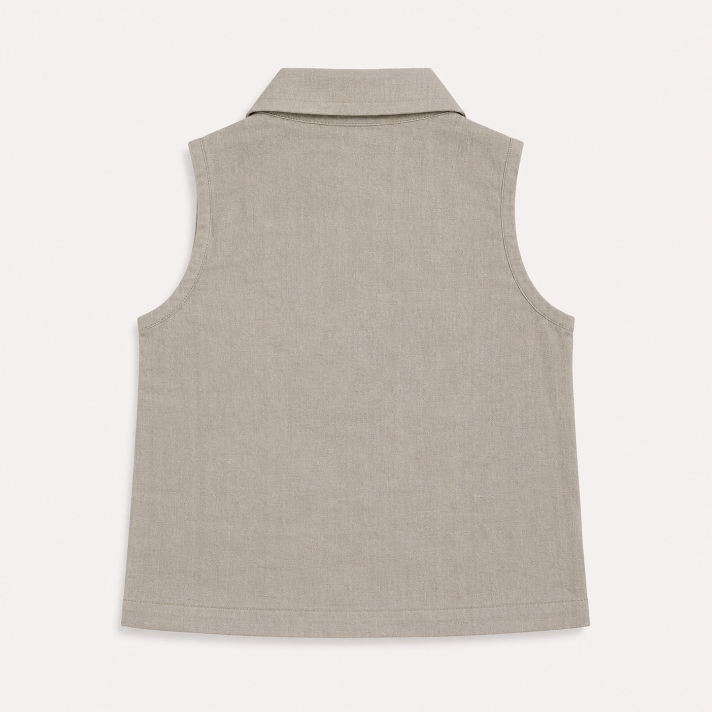 The Magic Wand Cotton Woven Sleeveless Solid Waistcoat Top And Pant Set - Fawn