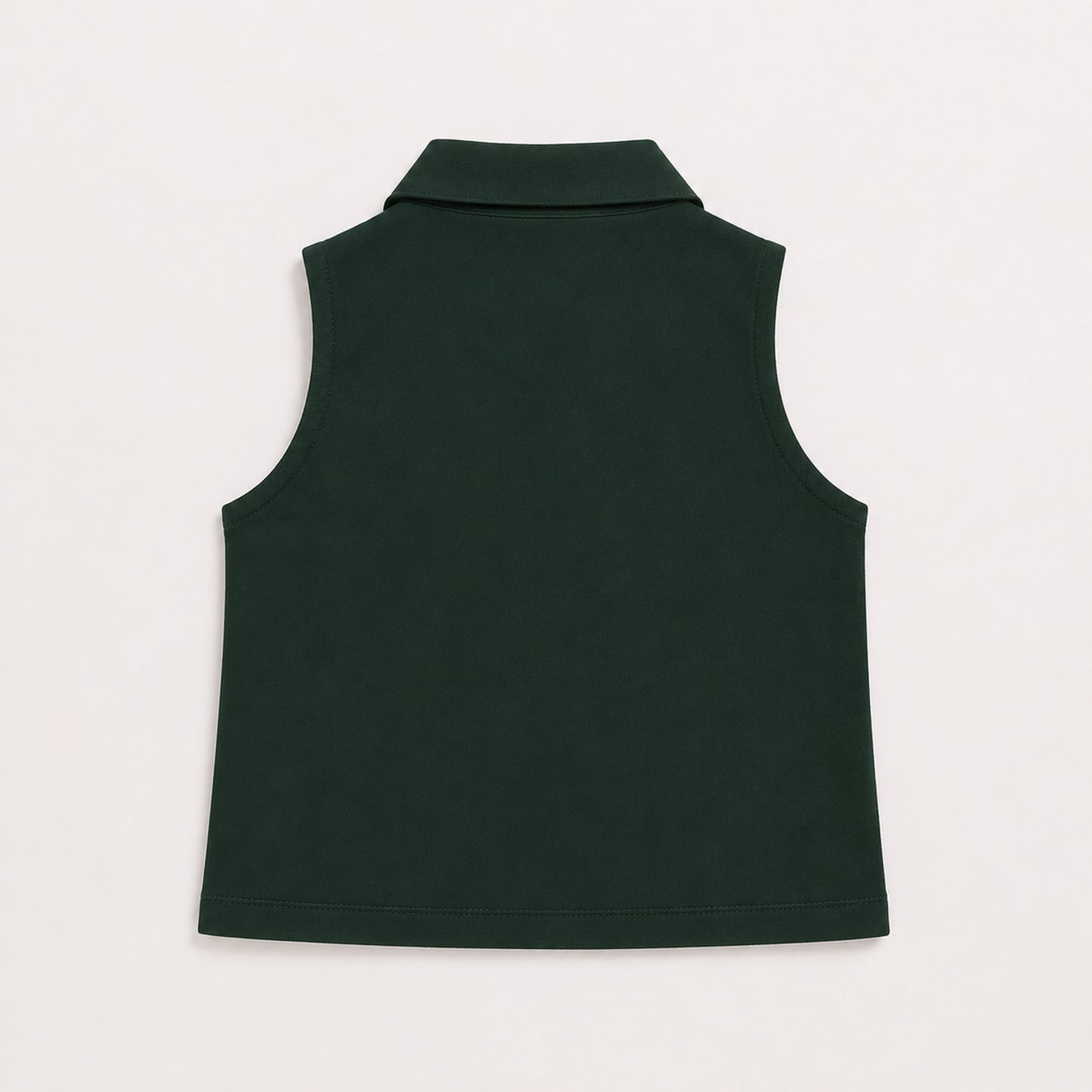 The Magic Wand Cotton Woven Sleeveless Solid Waistcoat Top And Pant Set - Bottle Green